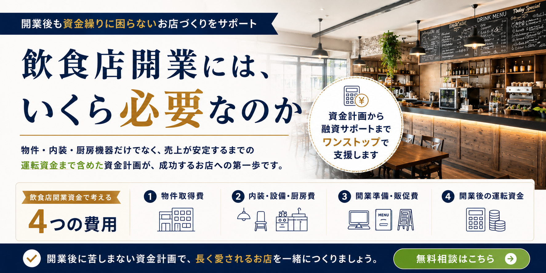 飲食店開業には、いくら必要なのか